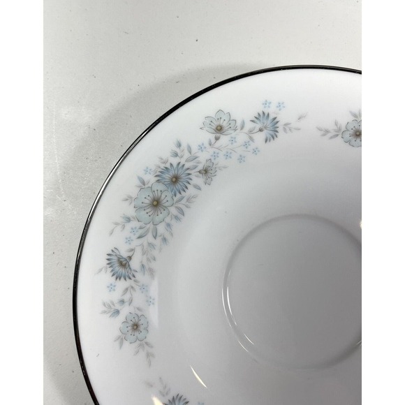 5 Noritake Japan Inverness Saucer 6716 Blue Flowers Platinum Rim Contemporary - Picture 3 of 6